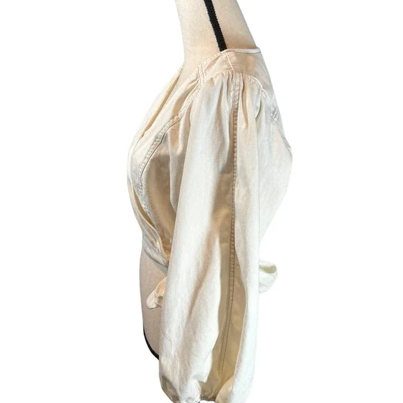Free People Cream Wrap Blouse - Picture 9 of 14